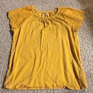 OshKosh B'gosh Mustard Eyelet Sleeve Top
